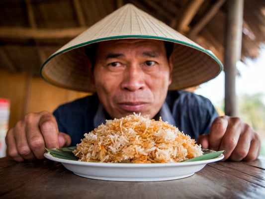 Khách hàng hài lòng khi trải nghiệm cơm cháy đáy nồi Cô Ba tại nhà