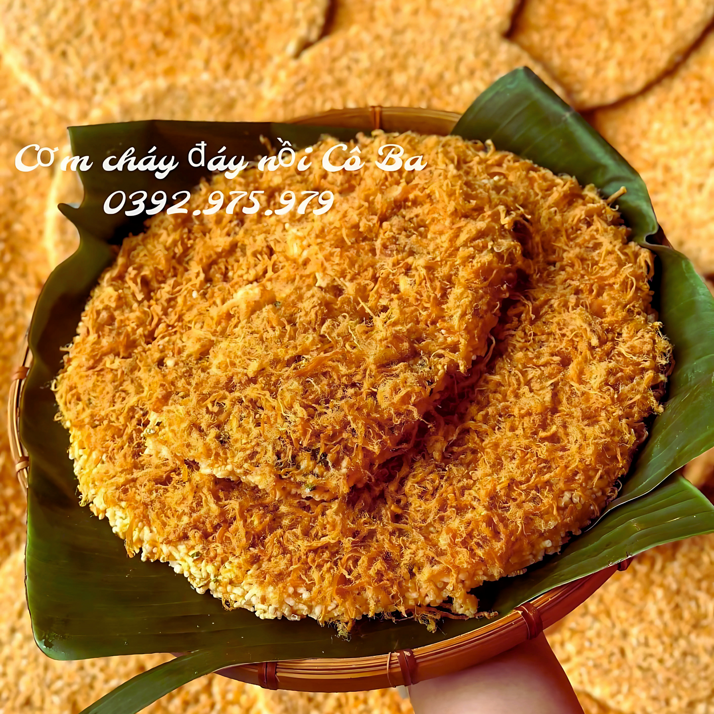 cơm cháy đáy nồi gạo tẻ siêu chà bông cay vừa